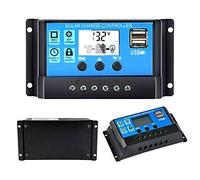Y&H 10A Controlador de Carga Solar Panel Solar 12V/24V Inteligente Controlador de Carga con 5V Control de temporizador Pantalla LCD yDoble Puerto USB,para Panel Solar Lámpara Batería y Iluminación LED
