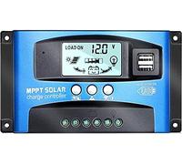 Y&H MPPT - Controlador de carga solar de 100 A, 12 V/24 V, control de carga de panel solar con doble puerto USB, pantalla LCD