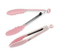 Y-H Pinzas de cocina de silicona pinzas de cocina de acero inoxidable suministros de cocina para barbacoa rosa 27 cm