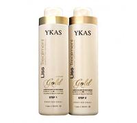 Y-Kas Gold Liss Treatmet - Cepillo progresivo Brilho de Ouro con queratina brasileña para alisar el cabello, sistema alisador 2 x 1000 ml