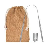 Y-Kelin 1 raspador de lengua de acero inoxidable con bolsa de almacenamiento y gancho, raspadores de lengua de metal para adultos, para cuidado bucal, aliento fresco y lengua limpia