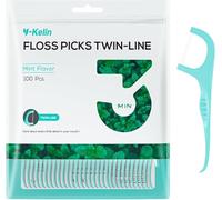Y-Kelin Hilo dental de doble línea, 100 unidades de palillos de dientes, palillos de dientes, palillos de dientes, púas de hilo dental, limpieza de dientes