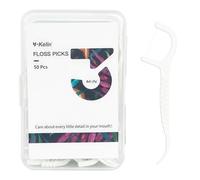 Y-Kelin Palillos de hilo dental dental, 50 unidades, palillos de hilo dental de polietileno, palillos de hilo dental 2 en 1, palillo de dientes resistente, limpieza de dientes sin sabor