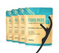 Y-Kelin Selecciones dentales naturales - vegano, respetuoso con el medio ambiente, dientes dentales de carbón de bambú negro, palillo de dientes para el cuidado bucal con un sabor fresco a menta (200 piezas)