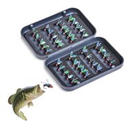 y moscas secas para pesca | Fly Fishing Bait Kit | Moscas realistas para pescar, 40 unidades, kit de surtido de moscas con caja de moscas para pesca de truchas, anzuelos afilados