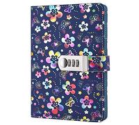 Y&NUHN Diario de viaje de cuero de la PU de la flor A5 con el sostenedor de la pluma de la cerradura