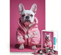 ¿Y qué? - Rompecabezas difícil de Perro con Sudadera Rosa para Adultos, 1000 Piezas, Juguete Que desafía la Mente, Entretenimiento Suave, Corte preciso, Regalo Memorable (50x75cm)