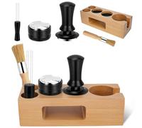 Y-Step 51mm Espresso Tamper Set con Tamper Estación, 5 en 1 Café Accesorios, con Distribuidor de Café Espresso, Agitador de Espresso, Estación de Apisonado, Cepillo de Limpieza de Café