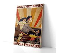 Y vivieron felices para siempre. Amor en motocicleta. Impresiones en lienzo. Arte de pared.
