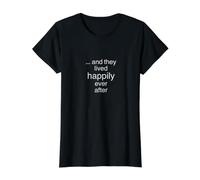 y vivieron Felices para Siempre Camiseta gráfica económica, Mujer, Negro, XS