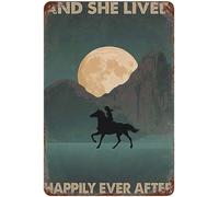 Y Vivieron Felices para Siempre. Cartel De Chapa Impermeable Cartel De Metal Divertido Letrero De Metal para Balcón Garaje Cafetería 20X30Cm