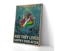 Y vivieron felices para siempre - Lienzo impreso de orgullo de sirena - Arte de pared
