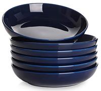 Y YHY Cuencos de Pasta, 21,6 x 4,5 cm Platos Hondos de Porcelana, Platos para Ensalada Grande, Platos Ceramica Apto para Lavavajillas, Microondas y Horno-880 ml, Azul, Juego de 6