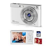 Y-YOPZI 4K Ultra HD Mini Videocámara 50MP 2, 88 Pulgadas LCD Recargable Cámara Compacta Estudiante con Zoom Digital 16x Cámara de Vlogs Youtube para niños, Adultos Principiantes (Plata)