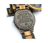 (Y1824) Para mi hijo: Sé que puedes ser grabado Reloj de madera automático de cuarzo Reloj para hombre