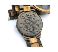 (Y1832) Para mi hijo: Sé que puedes ser grabado Reloj de madera automático de cuarzo Reloj para hombre