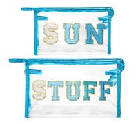 Y1tvei Neceser de viaje con estampado, transparente, PVC, resistente al agua, Blue Sun+stuff, Preppy
