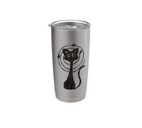Y2K 90s Confundido Crazy Mad Tomcat Cat under Starry Vaso térmico de acero inoxidable de doble pared