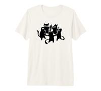 Y2K 90s Cute Cats and Tomcats Bailando Alrededor de un pez Camiseta Premium