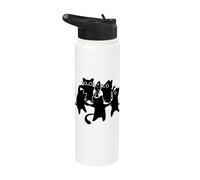 Y2K 90s Cute Cats and Tomcats bailando alrededor de un pez Stainless Steel Insulated Water Bottle