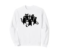 Y2K 90s Cute Cats and Tomcats Bailando Alrededor de un pez Sudadera