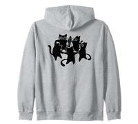 Y2K 90s Cute Cats and Tomcats Bailando Alrededor de un pez Sudadera con Capucha