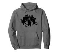 Y2K 90s Cute Cats and Tomcats Bailando Alrededor de un pez Sudadera con Capucha