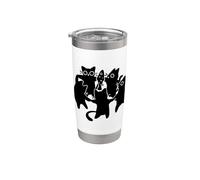 Y2K 90s Cute Cats and Tomcats bailando alrededor de un pez Vaso térmico de acero inoxidable de doble pared