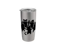 Y2K 90s Cute Cats and Tomcats bailando alrededor de un pez Vaso térmico de acero inoxidable de doble pared