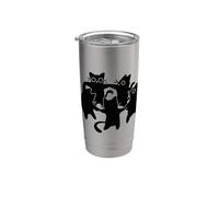 Y2K 90s Cute Cats and Tomcats bailando en un círculo Vaso térmico de acero inoxidable de doble pared
