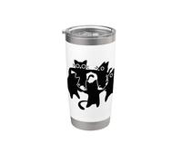 Y2K 90s Cute Cats and Tomcats bailando en un círculo Vaso térmico de acero inoxidable de doble pared