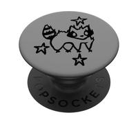 Y2K 90s Cute Scared Raccoon es aterrador bajo el cielo estrellado PopSockets PopGrip Adhesivo