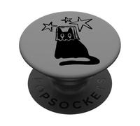 Y2K 90s Gato avergonzado Tomcat en Saco máscara bajo Cielo Estrellado PopSockets PopGrip Adhesivo