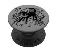 Y2K 90s juguetón Gato Lindo Gato con Cuchillo bajo Estrellado PopSockets PopGrip Adhesivo