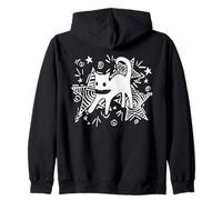 Y2K 90s Lindo Gato juguetón Tomcat con Cuchillo bajo Estrellado Sudadera con Capucha