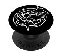 Y2K 90s Tomcat Cat Luchando bajo el cielo estrellado PopSockets PopGrip Adhesivo