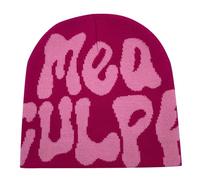Y2k Beanie Mütze Herren Damen Teenager Y2k Cap Winter Knit Skater Beanie Mütze Hip Hop Strickmützen Baumwolle Spider MEA Culpa Printed Y2k Beanie Cap Hat Pink Harajuku Fashion, Talla única
