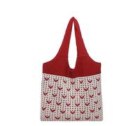 Y2K - Bolsa de playa de malla de ganchillo para mujer, hecha a mano, gran capacidad, plegable, ligera, suave para viajes y uso diario, Red, Large