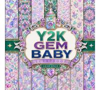 Y2K Gem Baby Scrapbook: Y2K Stained Glass Gemstone Baby Shower Decorative Paper Pad for Junk Journaling, Card Making & Mixed Media