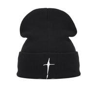 Y2K - Gorro de punto de lana acrílica con bordado gótico para mujer, gorro cálido de invierno para hombre, casual, calaveras al aire libre, cálido, con puños, Negro, Talla única