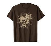 Y2k Grunge Stars 2000s Beige Tattoo Vintage Graphic Camiseta