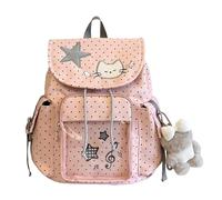 Y2K Ita - Mochila escolar de gran capacidad, versátil, de encaje, con cordón, para ir de compras y salidas familiares al aire libre, Pink, 380.00 x 350.00 x 150.00 mm, Casual