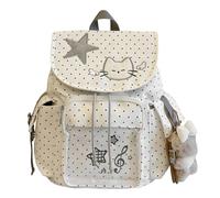 Y2K Ita - Mochila escolar de gran capacidad, versátil, de encaje, con cordón, para ir de compras y salidas familiares al aire libre, White, 380.00 x 350.00 x 150.00 mm, Casual