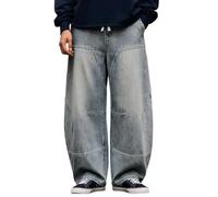 Y2K Jeans Baggy Hombre Cintura Elástica Pantalones Cargo Hombre Algodón con Bolsillos Pantalones De Trabajo De Gran Cintura Elástica Tubo Recto Cómodo para Primavera Y Verano, azul, XXL
