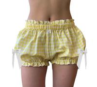 Y2k Lolita Bloomers - Bragas de calabaza con volantes y cintura alta a cuadros para mujer, amarillo, S