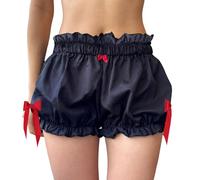 Y2k Lolita Bloomers - Bragas de calabaza con volantes y cintura alta a cuadros para mujer, Negro, L