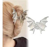 Y2K - Pinza de pelo gótica con alas de murciélago, metal negro, estilo punk para Halloween y fiestas de disfraces, 1 pinza de metal para cabello fino y grueso, estilo punk y Y2K para peinados y