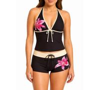 Y2K Sexy Tankini Swimsuit for Women, Polka Dot Halter 2 Piece Bathing Suit with Shorts, Cute Vintage Swimwear (Coffee Print,S)