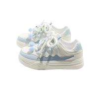 Y2k - Tenis gruesos para mujeres y niñas, bonitos zapatos para caminar con suela gruesa para viajes y regalar, Blanco y azul, 37.5 EU