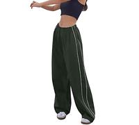 Y2K Track Pants Sporthose Damen Baggy Cargohose Low Waist Jogging Ancho Pierna Elástica Cintura Casual Oversize Lose 90er E-Girl Streetwear, verde, S
